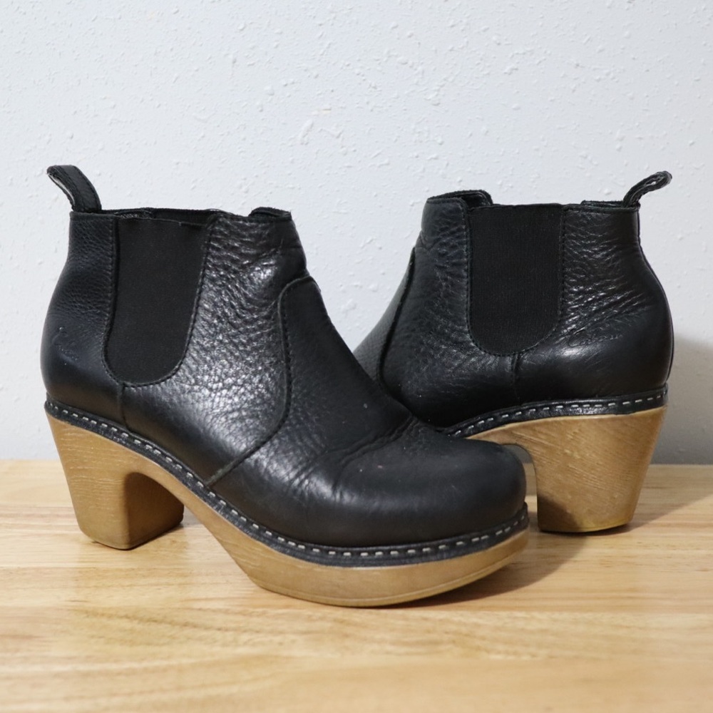 CALOU STOCKHOLM | Black Leather Doris Booties Clogs Size 40